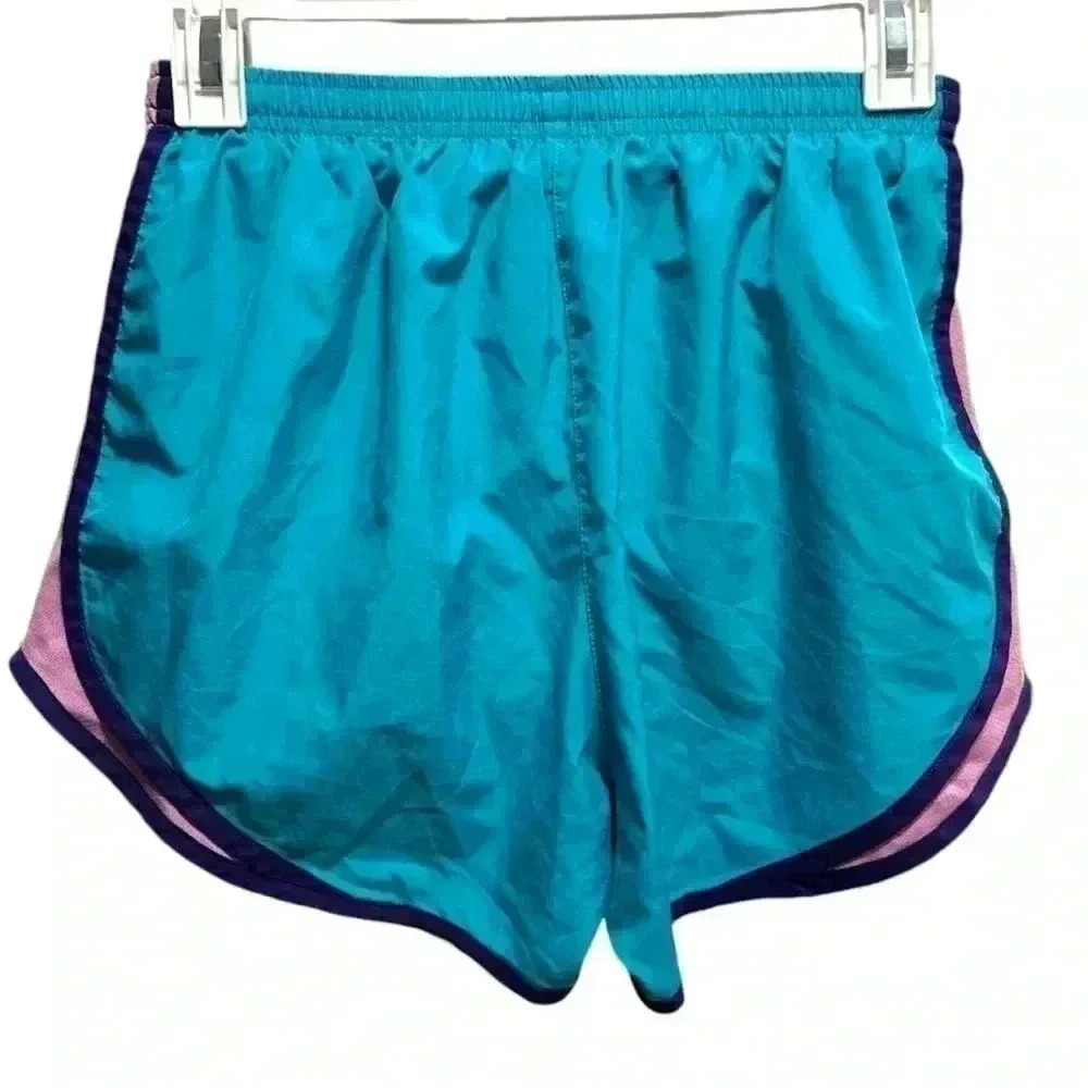 NIKE DRI FIT TURQUOISE PURPLE AND PINK SHORTS - Picture 3 of 4